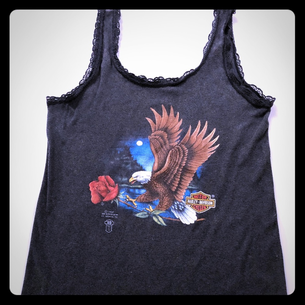 1987 Vintage Harley Davidson lace tank top
